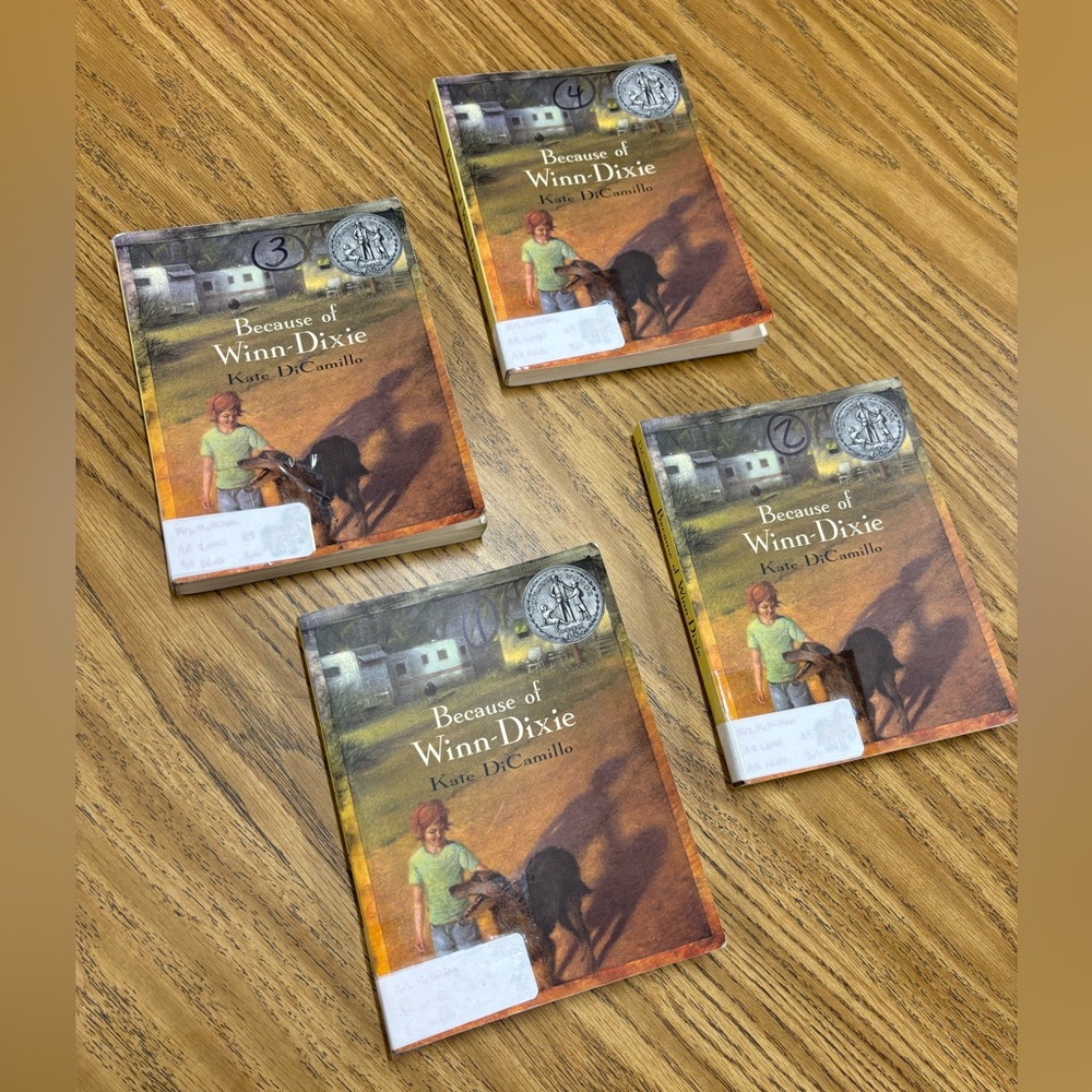 BECAUSE OF WINN-DIXIE Kate DiCamillo Set Bundle of Four EUC Classroom Teacher